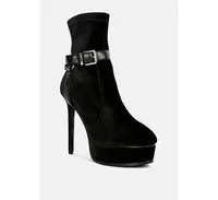 Rag & Co Zeppelin Black High Platform Velvet Ankle Boots