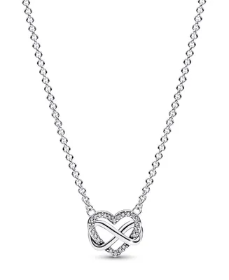 Pandora Moments Sterling Silver Sparkling Cubic Zirconia Infinity Heart Collier Necklace