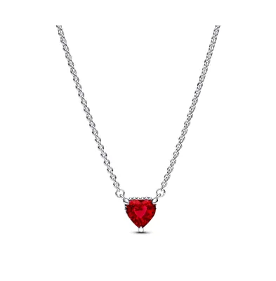 Pandora Timeless Sterling Silver Sparkling Heart Halo Cubic Zirconia Pendant Collier Necklace
