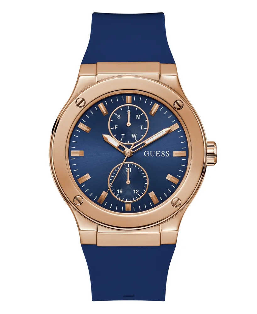 Guess Men's Multi-Function Blue Silicone Watch 45mm