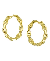 Classic Round Paper Clip Link Open Anchor Puff Mariner Chain Hoop Earrings Women 1.25 Inch