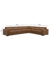 Nevio 157" 6-Pc. Leather Sectional with 3 Power Recliners and Headrests, Created For Macy's