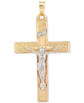 14k Gold Two-Tone Large Crucifix Pendant