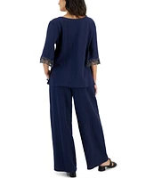 Jm Collection Women's Wide Leg Gauze Pants