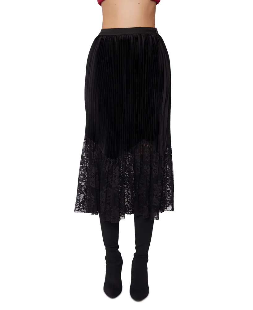 Lost + Wander Women's Genesis Pleated Lace-Hem Skirt