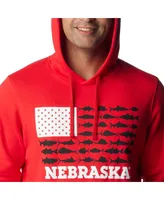 Men's Columbia Scarlet Nebraska Huskers Pfg Fish Flag Ii Pullover Hoodie