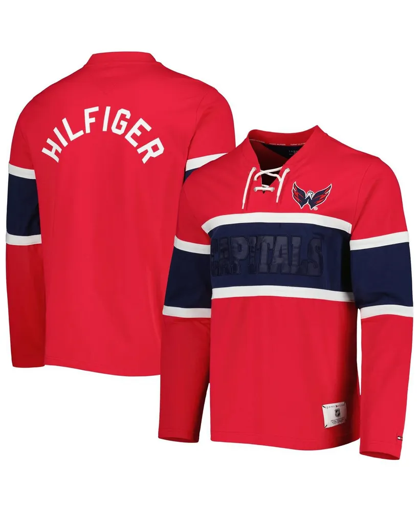 Women's Tommy Hilfiger Red Washington Capitals Abigail V-Neck Long Sleeve  T-Shirt