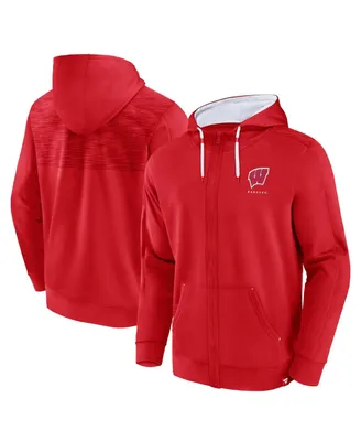 Men's Fanatics Red Wisconsin Badgers Power Index Full-Zip Hoodie