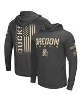 Men's Colosseum Charcoal Distressed Oregon Ducks Team Oht Military-Inspired Appreciation Hoodie Long Sleeve T-shirt