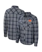 Men's Colosseum x Wrangler Navy Auburn Tigers Plaid Western Long Sleeve Full-Snap Shirt