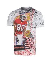 Men's Mitchell & Ness Jerry Rice White San Francisco 49ers Retired Player Name and Number Burst T-shirt