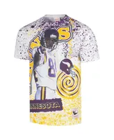 Men's Mitchell & Ness Randy Moss White Minnesota Vikings Retired Player Name and Number Burst T-shirt