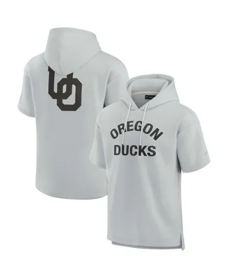 Men's and Women's Fanatics Signature Gray Oregon Ducks Super Soft Fleece Short Sleeve Pullover Hoodie