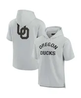 Men's and Women's Fanatics Signature Gray Oregon Ducks Super Soft Fleece Short Sleeve Pullover Hoodie