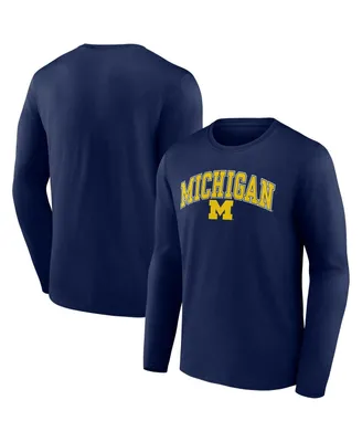 Men's Fanatics Navy Michigan Wolverines Campus Long Sleeve T-shirt