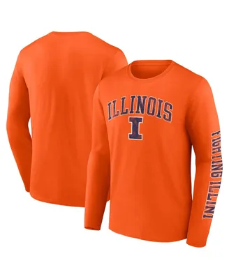 Men's Fanatics Orange Illinois Fighting Illini Distressed Arch Over Logo Long Sleeve T-shirt