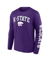 Men's Fanatics Purple Kansas State Wildcats Distressed Arch Over Logo Long Sleeve T-shirt