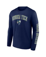 Men's Fanatics Navy Georgia Tech Yellow Jackets Distressed Arch Over Logo Long Sleeve T-shirt