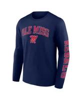 Men's Fanatics Navy Ole Miss Rebels Distressed Arch Over Logo Long Sleeve T-shirt