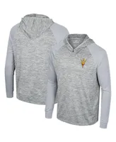 Men's Colosseum Gray Arizona State Sun Devils Cybernetic Raglan Quarter-Zip Hooded Top