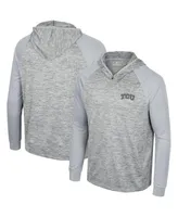 Men's Colosseum Gray Tcu Horned Frogs Cybernetic Raglan Quarter-Zip Hooded Top