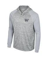 Men's Colosseum Gray Washington Huskies Cybernetic Raglan Quarter-Zip Hooded Top