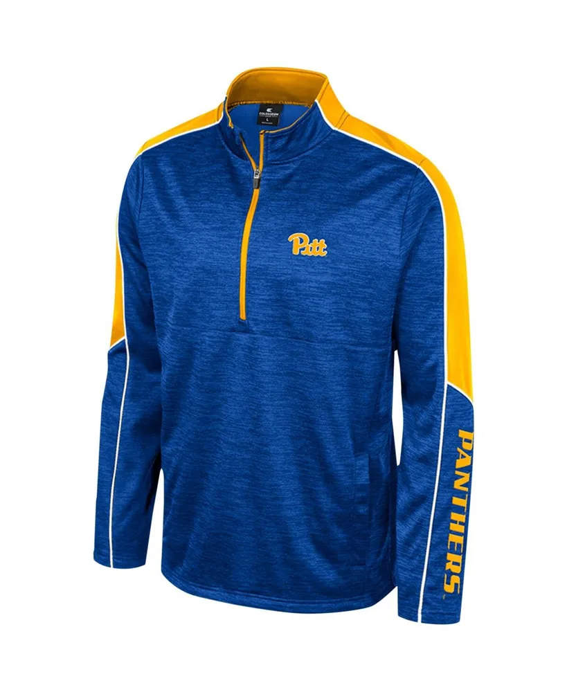 Men's Colosseum Royal Pitt Panthers Marled Half-Zip Jacket