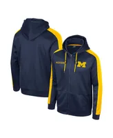 Men's Colosseum Navy Michigan Wolverines Reese Full-Zip Hoodie