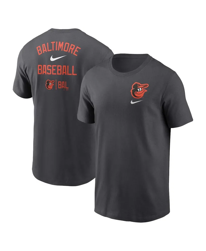 Men's Nike Charcoal Baltimore Orioles Logo Sketch Bar T-shirt
