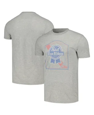 Men's American Needle Heather Gray Distressed Pabst Blue Ribbon Vintage-Like Fade T-shirt