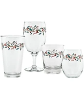 Fiesta Nutcracker Holly Footed Goblet Glasses, Set of 4