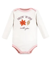 Hudson Baby Girls Cotton Long-Sleeve Bodysuits, Fall 3-Pack, 6-9 Months