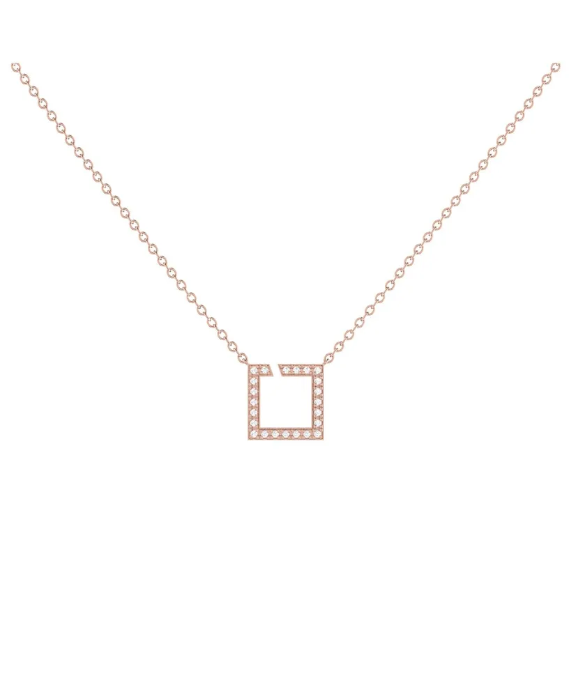 LuvMyJewelry Street Light Design Sterling Silver Diamond Square Women Necklace