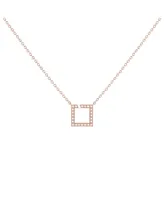 LuvMyJewelry Street Light Design Sterling Silver Diamond Square Women Necklace