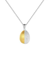 Frosted and Matted Texture Two Tone Pendant Necklace