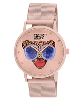 Kendra Dandy Women's Quartz Bouffants and Broken Hearts Pink Mesh Alloy Watch 38mm