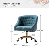 Hulala Home Modern Cute Velvet Desk Chair with Gold Base for Living Room,Bedroom