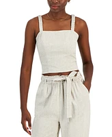 And Now This Women's Linen Blend Paperbag Pants