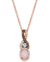 Le Vian Neopolitan Opal (1/2 ct. t.w.), Blue Topaz (1/10 ct. t.w.), & Diamond (1/4 ct. t.w.) Twist 18" Pendant Necklace in 14k Rose Gold