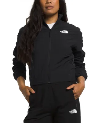 The North Face Women's Tekware Grid-Print Full-Zip Cropped Jacket