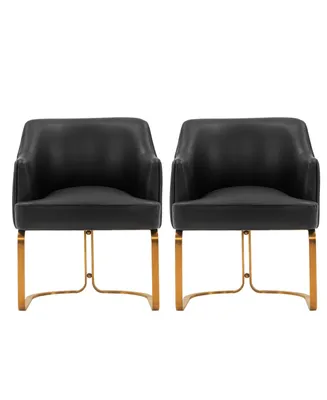 Manhattan Comfort Edra 2-Piece Leatherette Upholstered Dining Armchair Set
