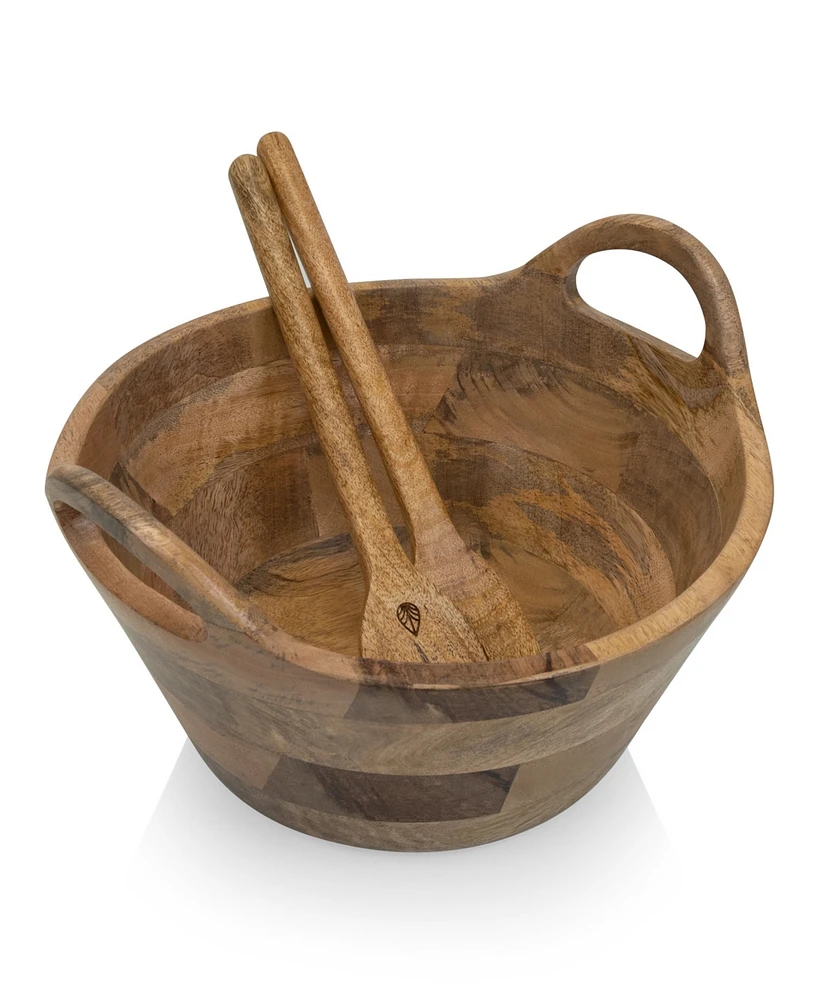 Toscana Ciotola 3-Piece Wood Salad Bowl with Servers