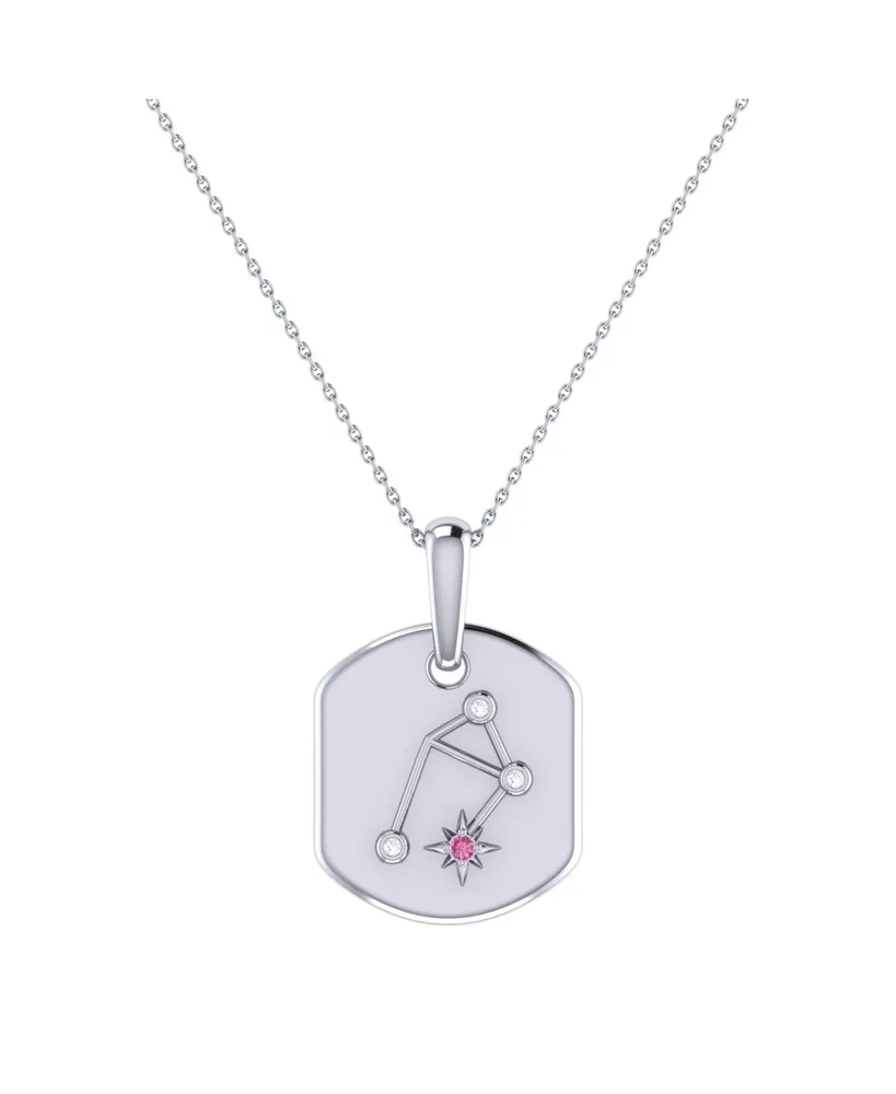 LuvMyJewelry Libra Scales Design Sterling Silver Tourmaline Stone Diamond Tag Necklace