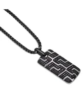 LuvMyJewelry Sterling Silver Black Diamond Pro Rider Design Rhodium Plated Tire Tread Tag Chain