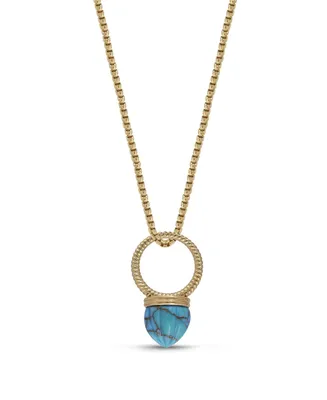 LuvMyJewelry Summer Nights Gold Plated Silver Turquoise Gemstone Single stone Ring Pendant