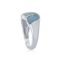 Sterling Silver Wave Design Larimar Ring