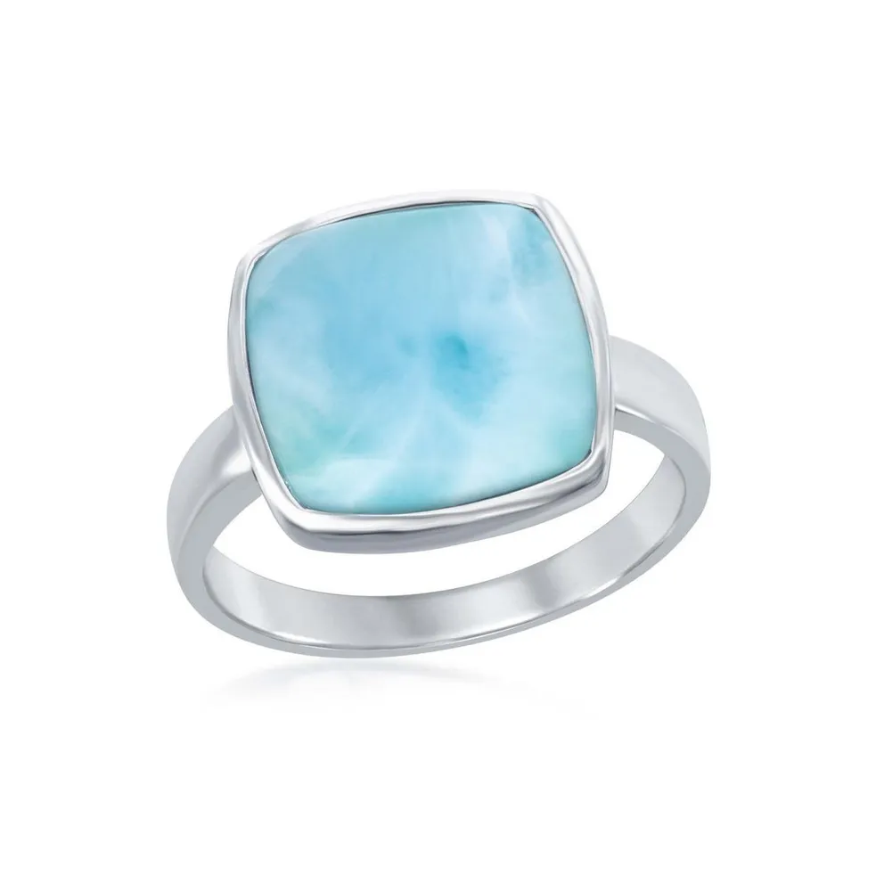 Sterling Silver Larimar Square Ring