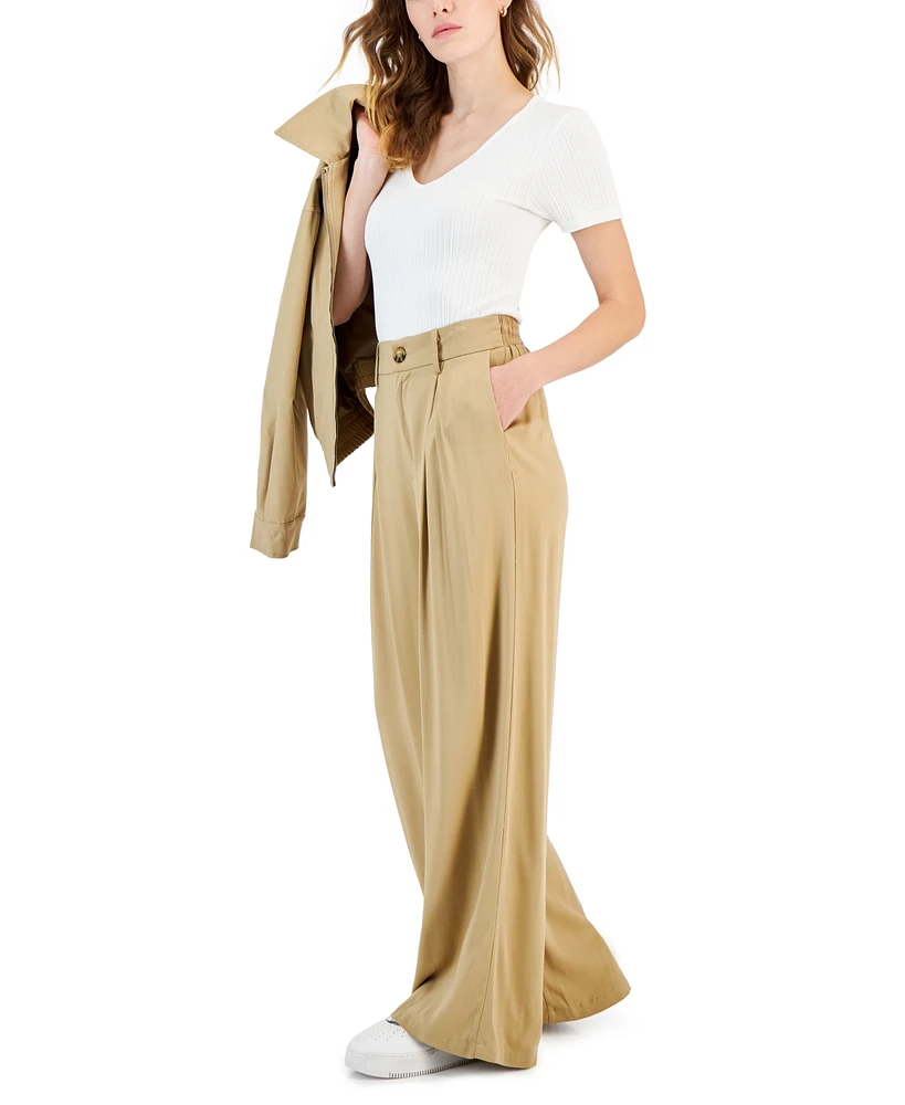 And Now This Women's Pleat-Front Wide-Leg Soft Pants