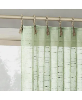 Noemi Slub Stripe Rope Tab Semi-Sheer Tab Top Curtain Panel