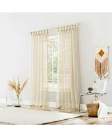 Noemi Slub Stripe Rope Tab Semi-Sheer Top Curtain Panel
